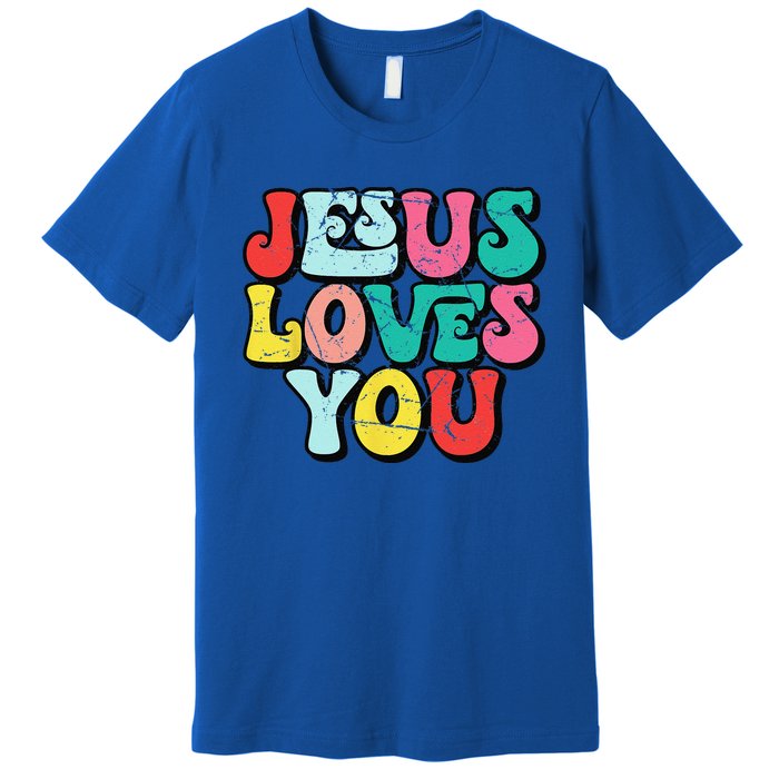 Jesus Loves You Retro Vintage Style Groovy Style Premium T-Shirt