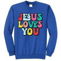 Jesus Loves You Retro Vintage Style Groovy Style Tall Sweatshirt