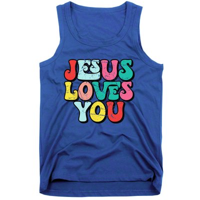 Jesus Loves You Retro Vintage Style Groovy Style Tank Top