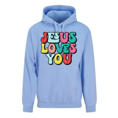 Jesus Loves You Retro Vintage Style Groovy Style Unisex Surf Hoodie