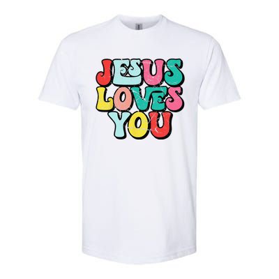 Jesus Loves You Retro Vintage Style Groovy Style Softstyle CVC T-Shirt