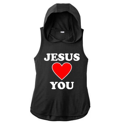 Jesus Loves You Come As You Are Ladies PosiCharge Tri-Blend Wicking Draft Hoodie Tank