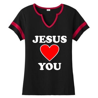 Jesus Loves You Come As You Are Ladies Halftime Notch Neck Tee