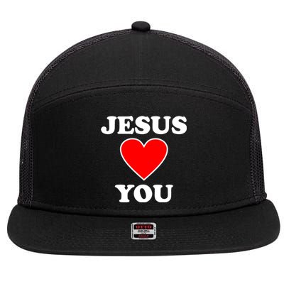 Jesus Loves You Come As You Are 7 Panel Mesh Trucker Snapback Hat