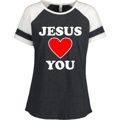 Jesus Loves You Come As You Are Enza Ladies Jersey Colorblock Tee