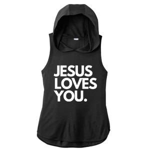 Jesus Loves You Christian Cute Gift Ladies PosiCharge Tri-Blend Wicking Draft Hoodie Tank