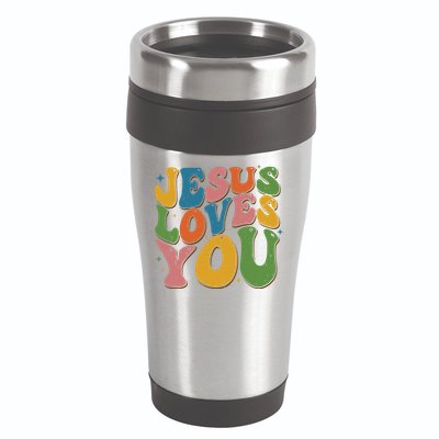Jesus Loves You Retro Vintage Groovy 16oz Travel Tumbler