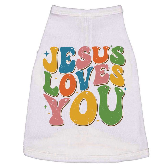 Jesus Loves You Retro Vintage Groovy Doggie Tank