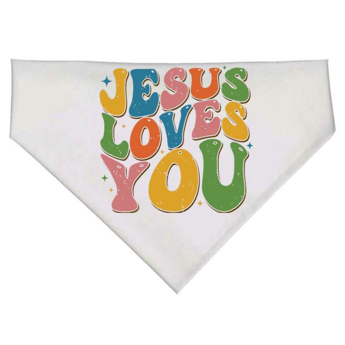 Jesus Loves You Retro Vintage Groovy USA-Made Doggie Bandana