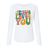 Jesus Loves You Retro Vintage Groovy Womens Cotton Relaxed Long Sleeve T-Shirt