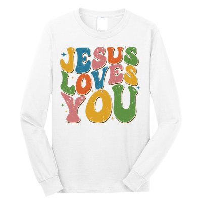 Jesus Loves You Retro Vintage Groovy Long Sleeve Shirt