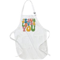 Jesus Loves You Retro Vintage Groovy Full-Length Apron With Pockets