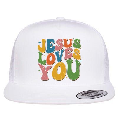 Jesus Loves You Retro Vintage Groovy Flatbill Hat