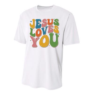 Jesus Loves You Retro Vintage Groovy Performance Sprint T-Shirt