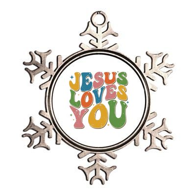 Jesus Loves You Retro Vintage Groovy Metallic Star Ornament