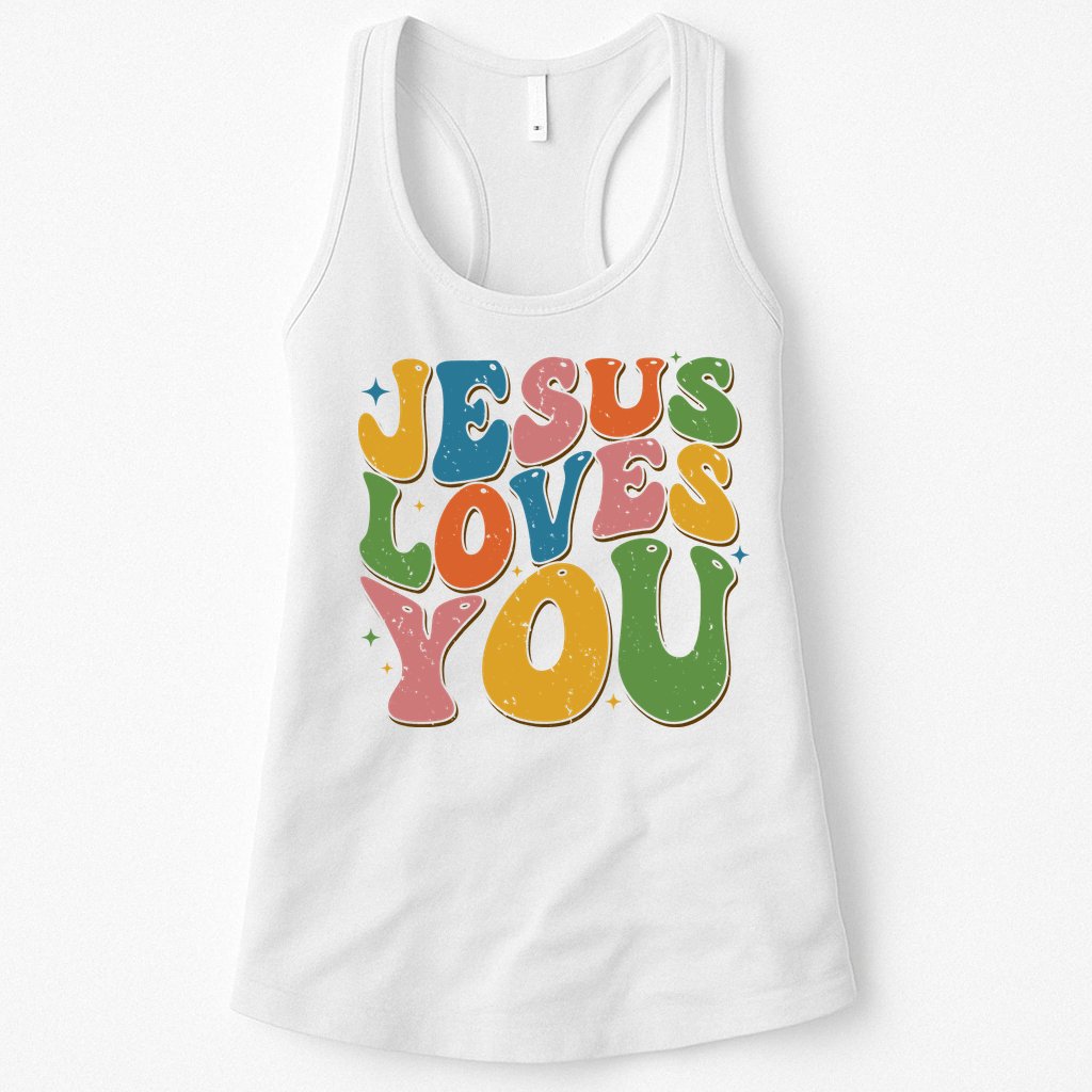 Jesus Loves You Retro Vintage Groovy Womens Tank Top