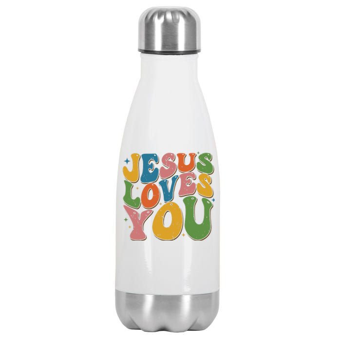 Jesus Loves You Retro Vintage Groovy Stainless Steel Insulated Water Bottle