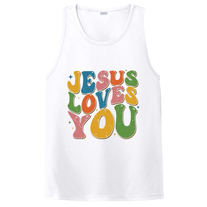 Jesus Loves You Retro Vintage Groovy PosiCharge Competitor Tank