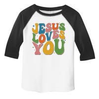 Jesus Loves You Retro Vintage Groovy Toddler Fine Jersey T-Shirt