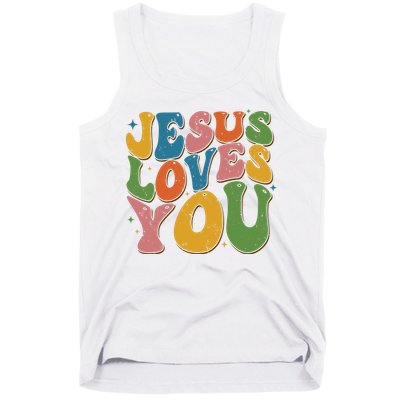 Jesus Loves You Retro Vintage Groovy Tank Top