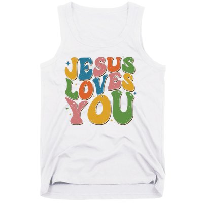 Jesus Loves You Retro Vintage Groovy Tank Top