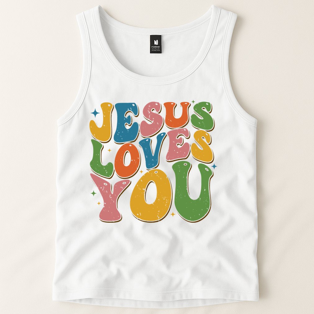 Jesus Loves You Retro Vintage Groovy Tank Top