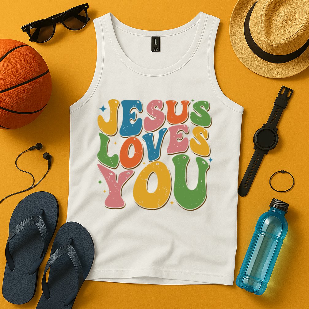 Jesus Loves You Retro Vintage Groovy Tank Top