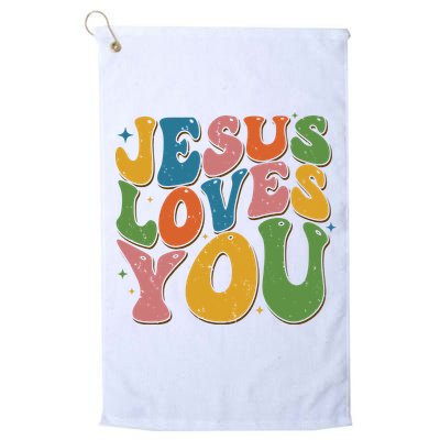 Jesus Loves You Retro Vintage Groovy Golf Towel