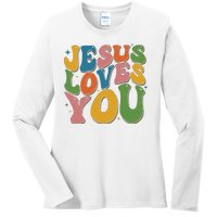 Jesus Loves You Retro Vintage Groovy Ladies Long Sleeve Shirt