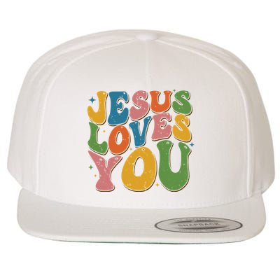 Jesus Loves You Retro Vintage Groovy Wool Snapback Cap