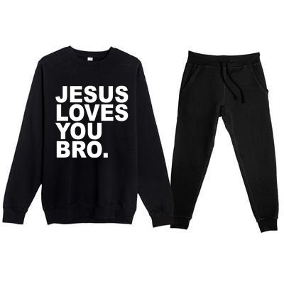 Jesus Loves You Bro Christian Faith Premium Crewneck Sweatsuit Set