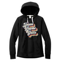 Jesus Loves You Retro Vintage Style Graphic Design Women's Fleece Hoodie