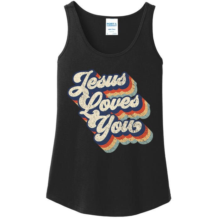 Jesus Loves You Retro Vintage Style Graphic Design Ladies Essential Tank