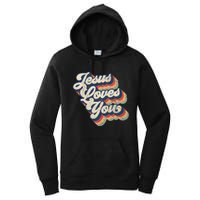 Jesus Loves You Retro Vintage Style Graphic Design Women's Pullover Hoodie