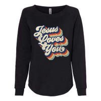 Jesus Loves You Retro Vintage Style Graphic Design Womens California Wash Sweatshirt