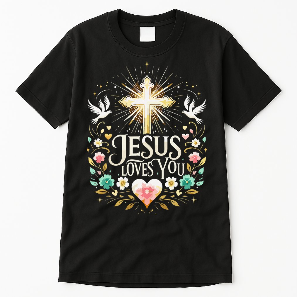 Jesus Loves You Faith Religious Catholic Christian Pastor Tall T-Shirt