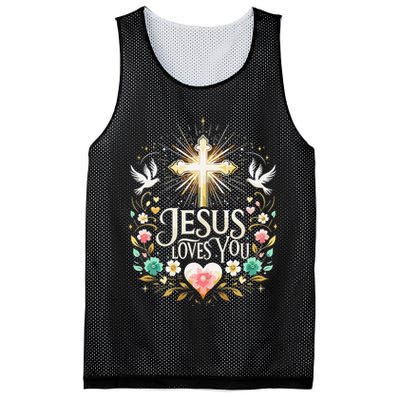 Jesus Loves You Faith Religious Catholic Christian Pastor Mesh Reversible Basketball Jersey Tank