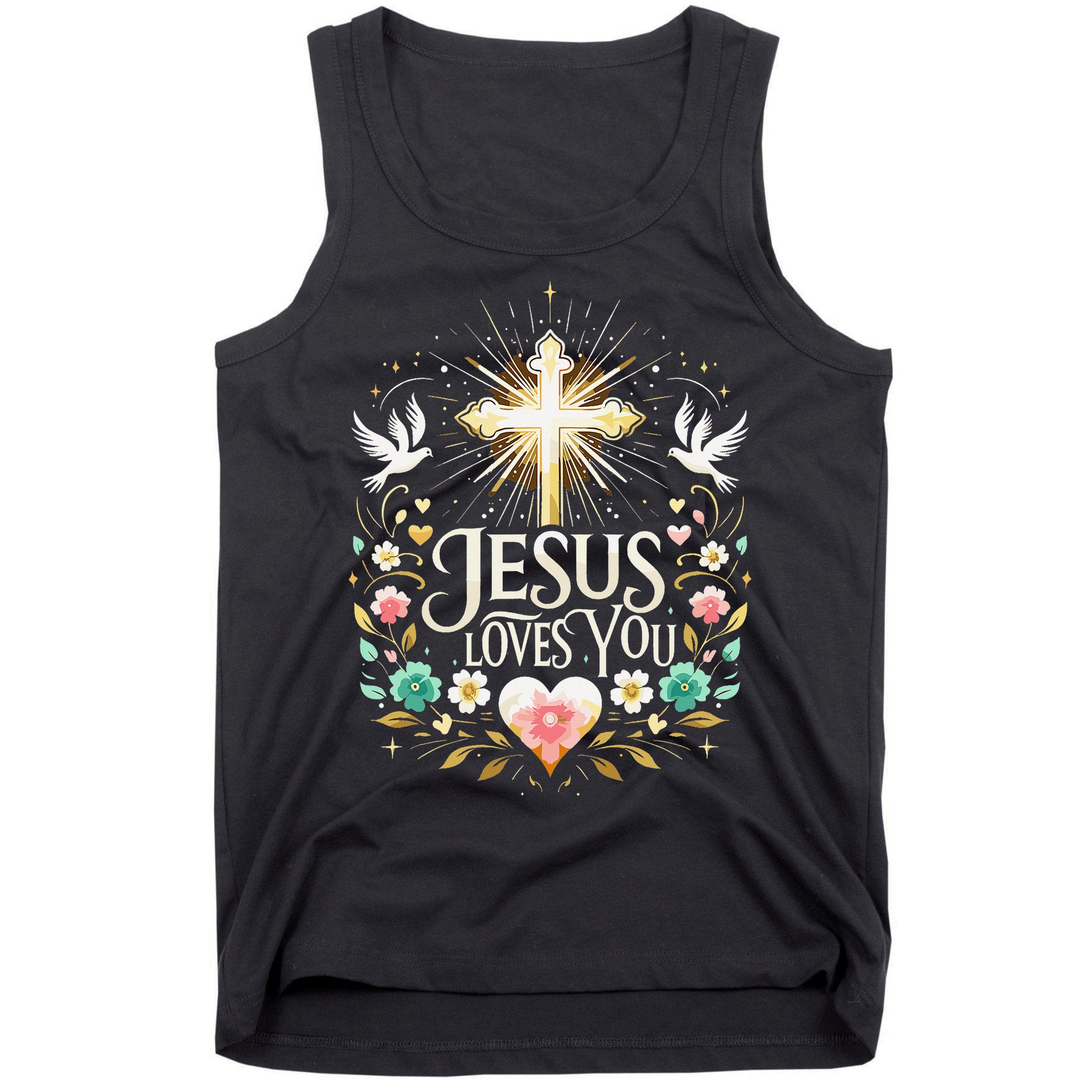 Jesus Loves You Faith Religious Catholic Christian Pastor Tank Top