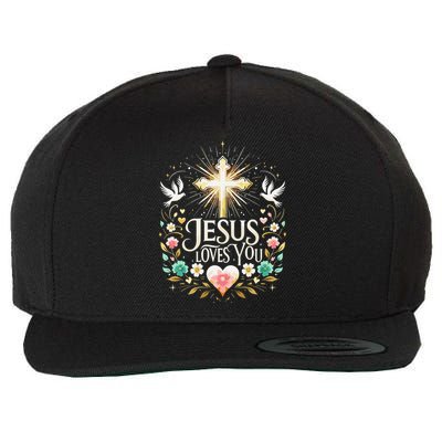 Jesus Loves You Faith Religious Catholic Christian Pastor Wool Snapback Cap