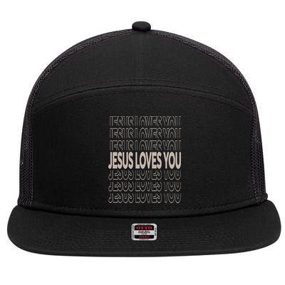 Jesus Loves You Christian Teen Girl God Son Brother 7 Panel Mesh Trucker Snapback Hat
