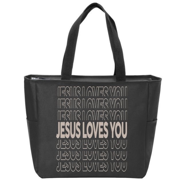 Jesus Loves You Christian Teen Girl God Son Brother Zip Tote Bag