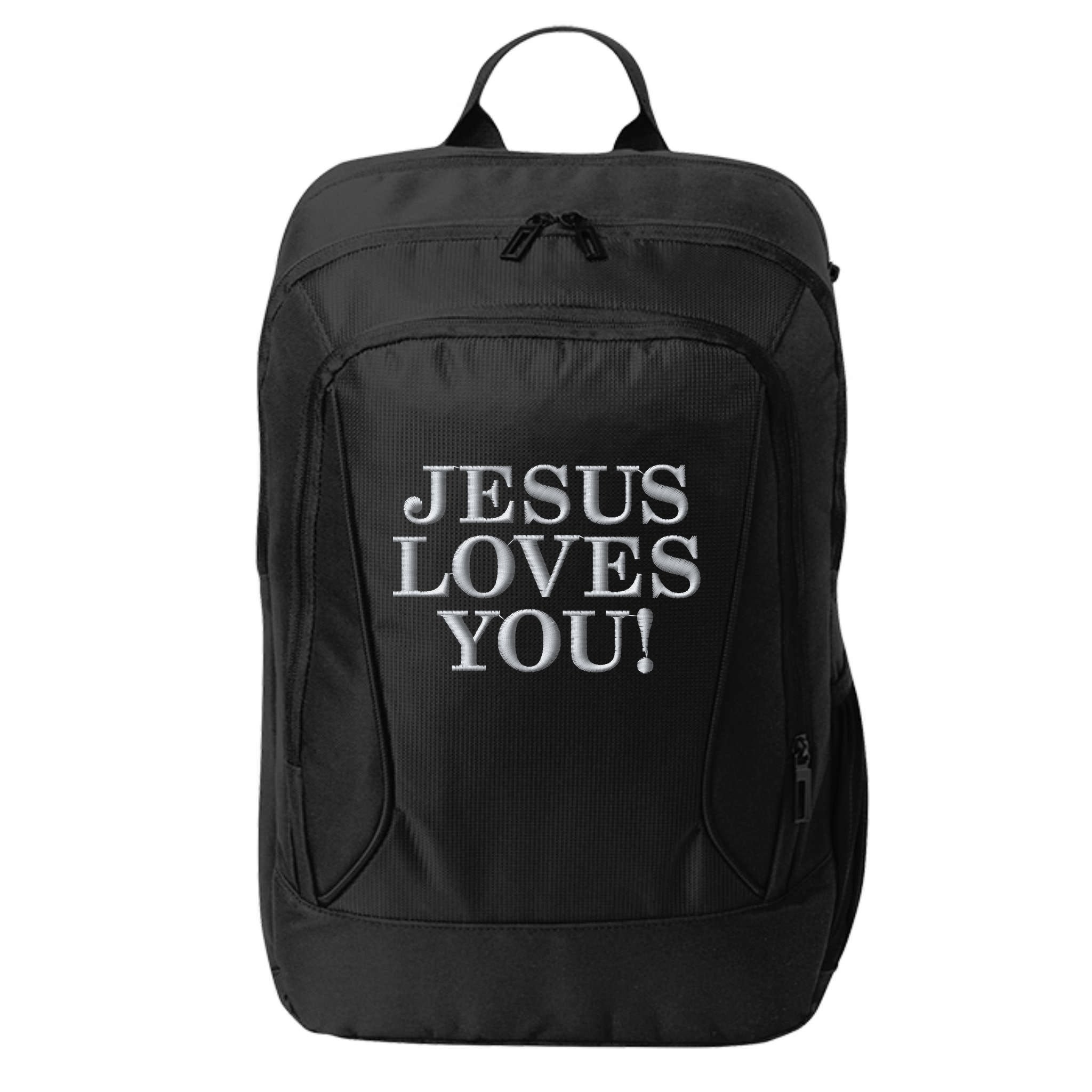 Jesus Loves You Christian Hope Faith Charity Embroidered Embroidered City Backpack