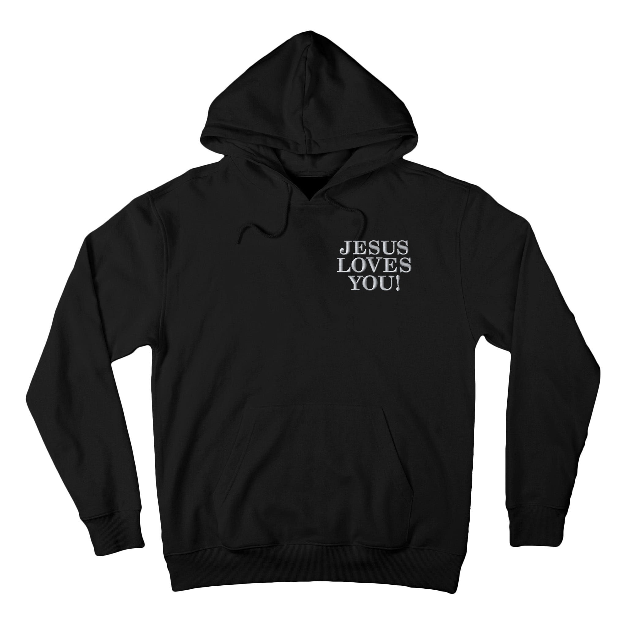 Jesus Loves You Christian Hope Faith Charity Embroidered Embroidered Tall Hoodie