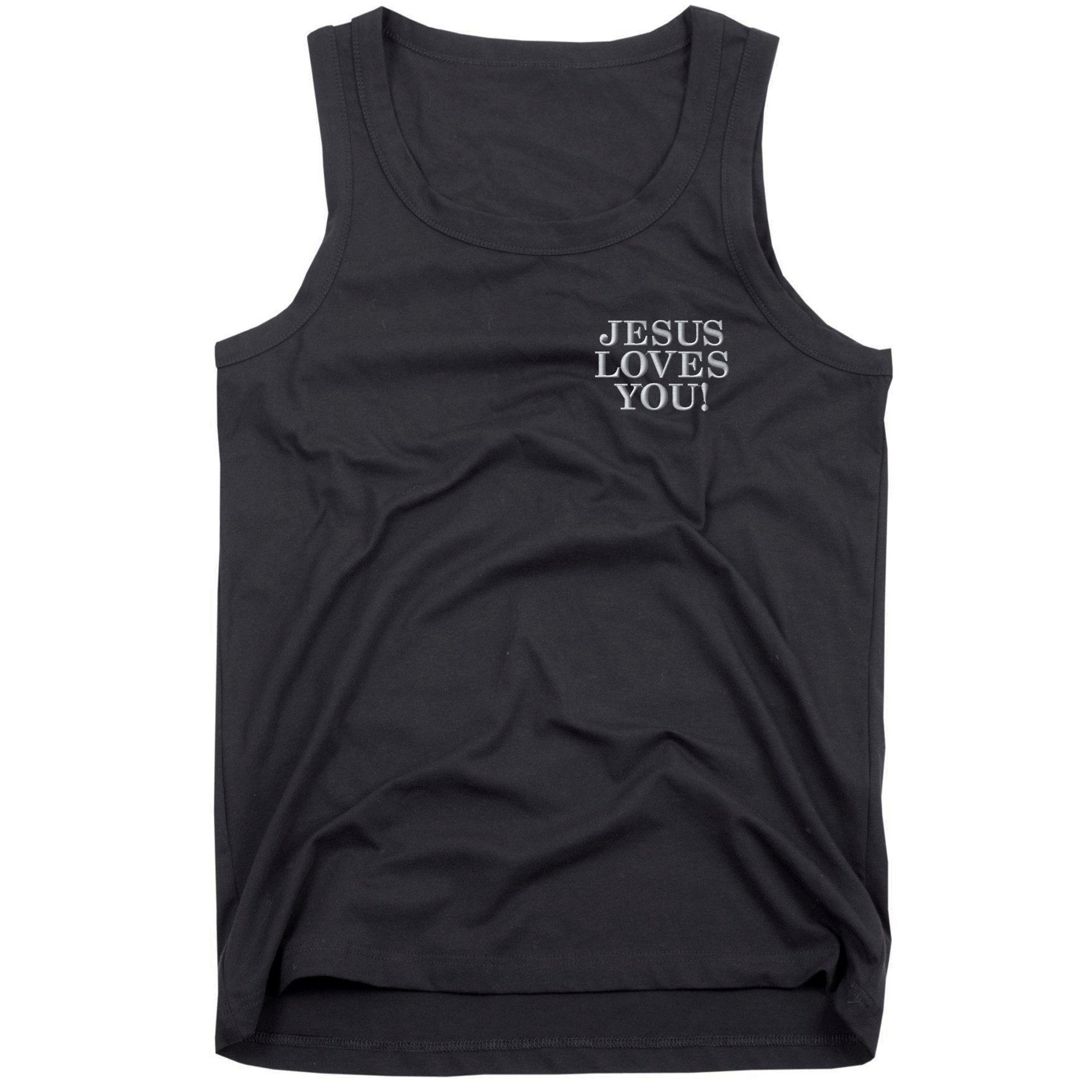 Jesus Loves You Christian Hope Faith Charity Embroidered Embroidered Tank Top