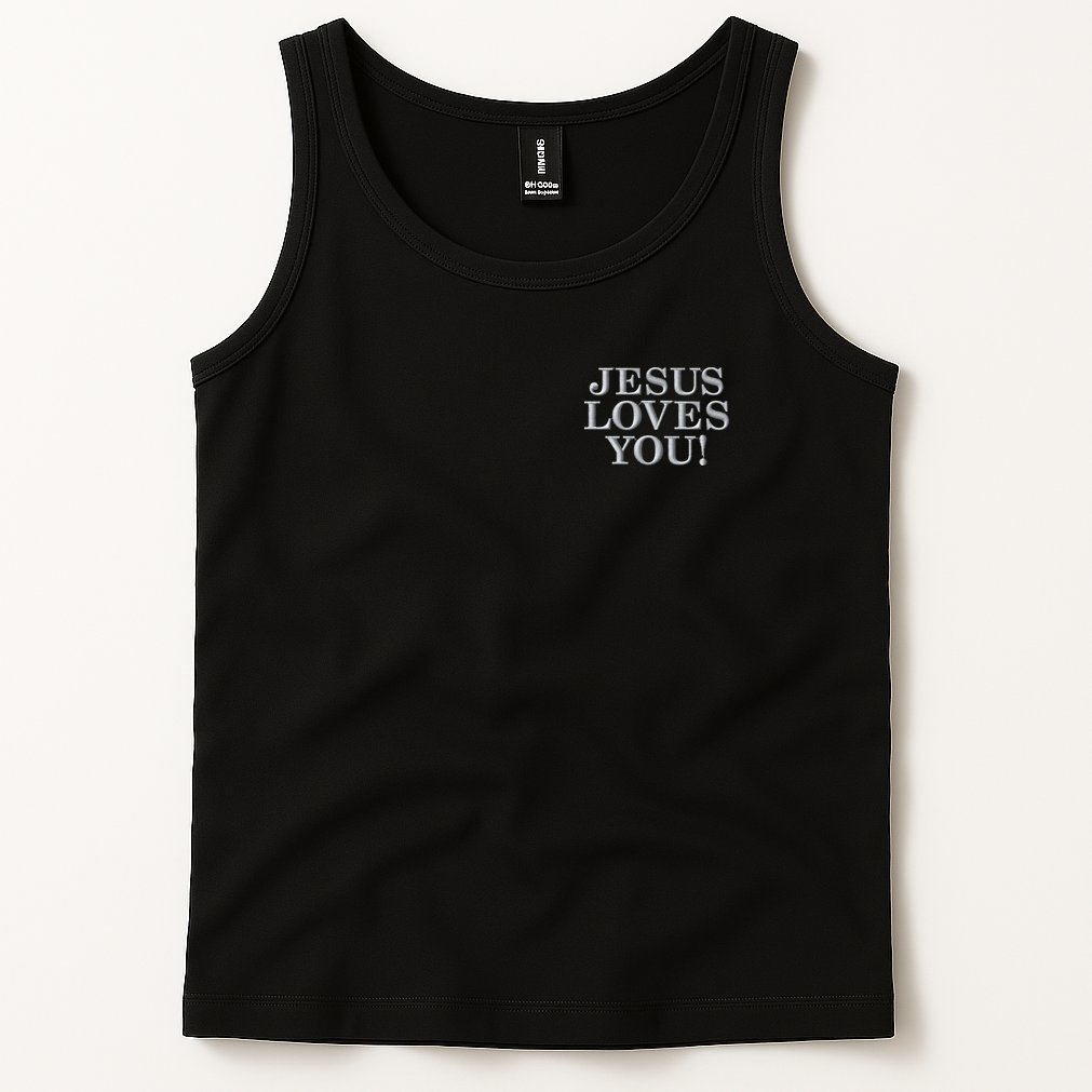 Jesus Loves You Christian Hope Faith Charity Embroidered Embroidered Tank Top