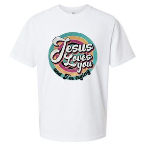 Jesus Loves You And IM Trying Sueded Cloud Jersey T-Shirt