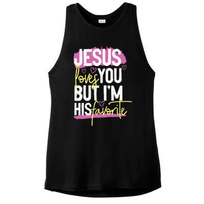 Jesus Loves You But IM His Favorite Ladies PosiCharge Tri-Blend Wicking Tank