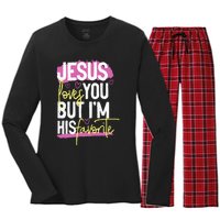 Jesus Loves You But IM His Favorite Women's Long Sleeve Flannel Pajama Set 