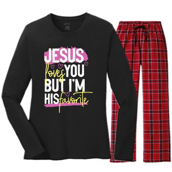 Jesus Loves You But IM His Favorite Women's Long Sleeve Flannel Pajama Set 