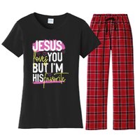 Jesus Loves You But IM His Favorite Women's Flannel Pajama Set